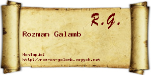 Rozman Galamb névjegykártya